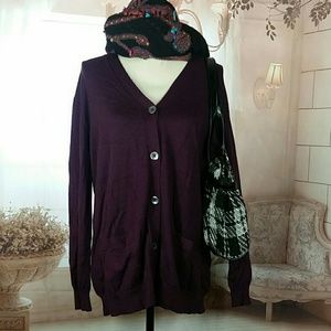 Merino wool plum cardigan 2XL